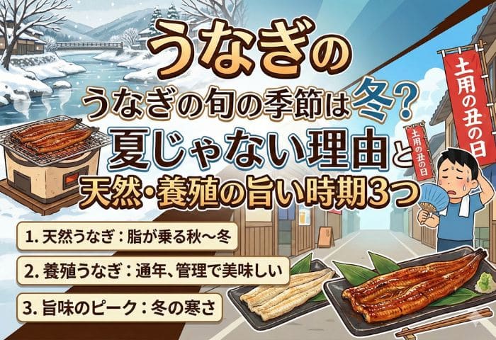 うなぎの旬の季節は冬?夏じゃない理由と天然・養殖の旨い時期3つ